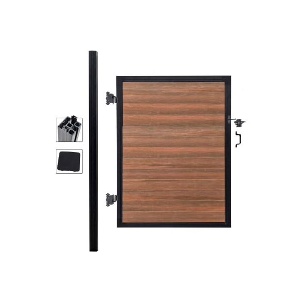 Jewett Cameron Companies Full Composite 4'W x 6'H King Cedar Aluminum/Composite Adjustable Fence Gate Kit - IN GROUND ONLY EF UT1216 - main